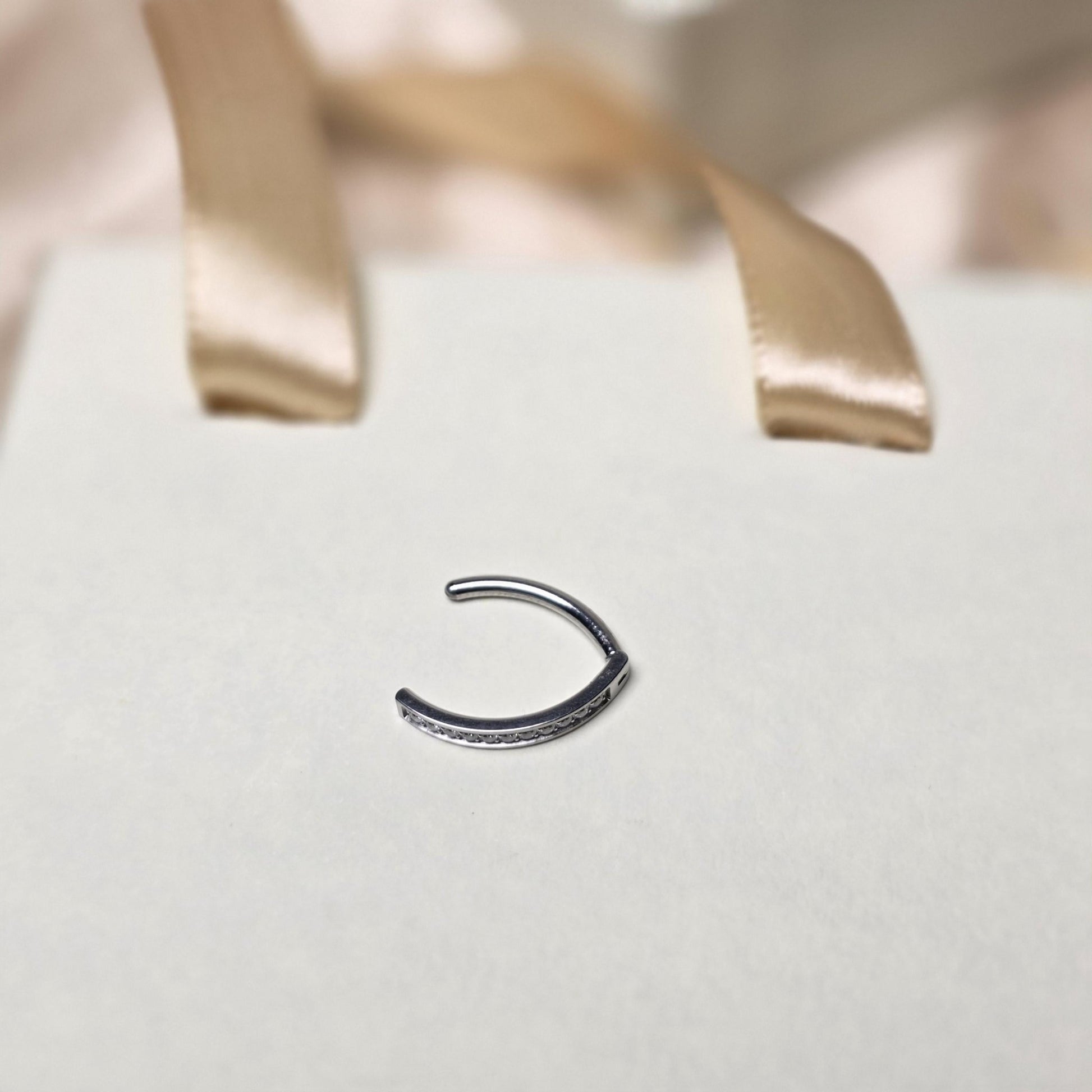 Hoop Clicker Nail Belly Button Ring Titanium with Cubic Zirconia Double Curved Navel Piercing - Manoune JEWELRY Belly_Jewelry Earrings - Navel_Ring - Necklace - Stud - Manoune_Jewelry - Belly_Ring - Navel_Jewelry Titanium Gold_Plated
