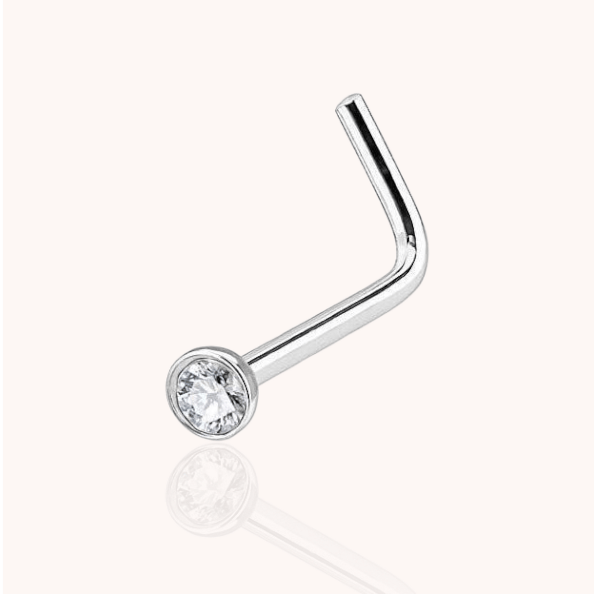 Titanium L - Shaped Nose Nostril CZ Stud - Manoune JEWELRY Belly_Jewelry Earrings - Navel_Ring - Necklace - Stud - Manoune_Jewelry - Belly_Ring - Navel_Jewelry Titanium Gold_Plated