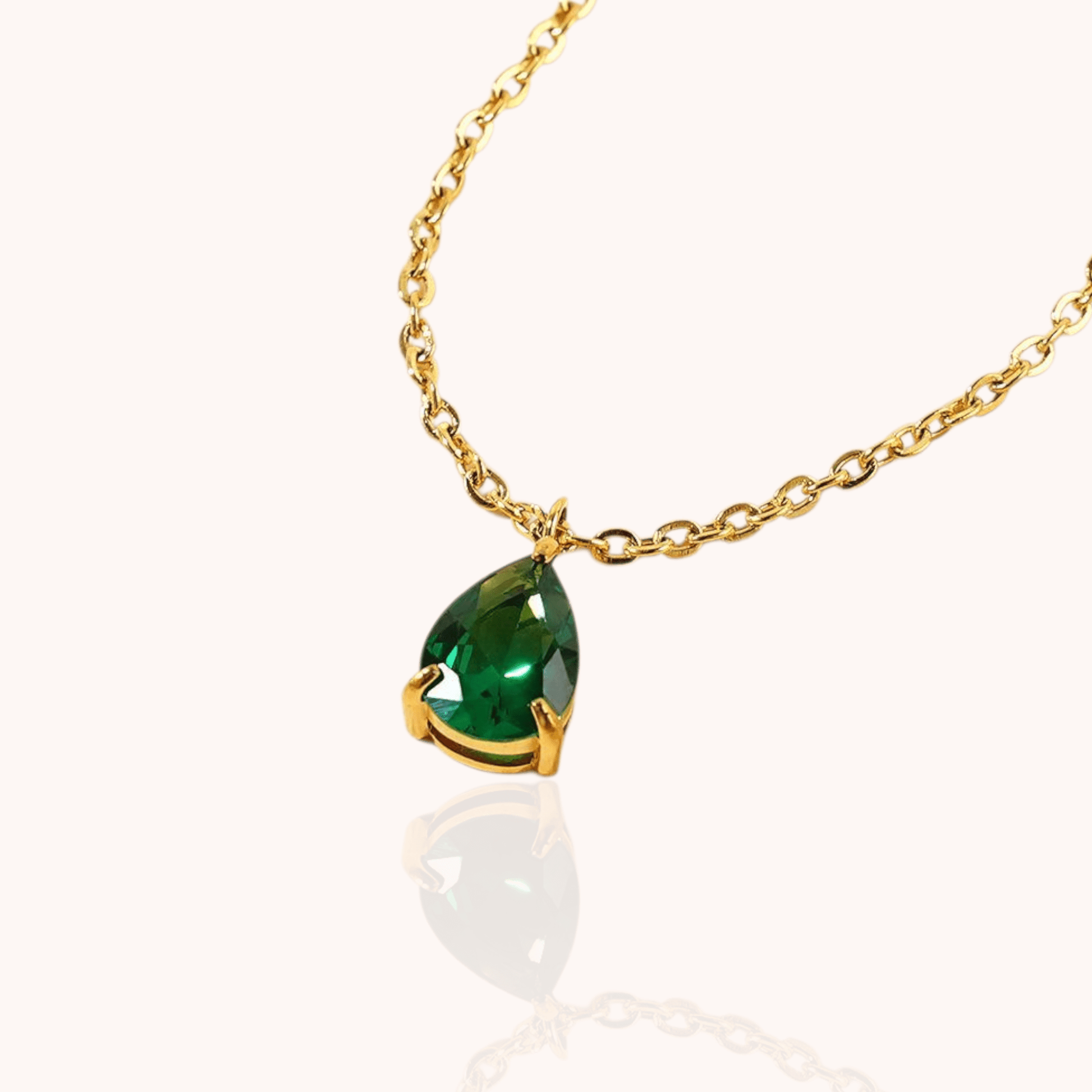 18kt Gold Plated Zircon Water Drop Teardrop Pendant Birthstone Necklace - Manoune JEWELRY Belly_Jewelry Earrings - Navel_Ring - Necklace - Stud - Manoune_Jewelry - Belly_Ring - Navel_Jewelry Titanium Gold_Plated