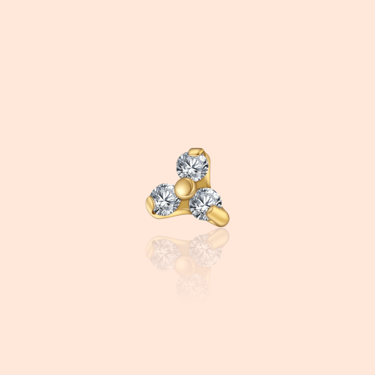 Single Trio CZ Labret Stud – Titanium - Manoune JEWELRY Belly_Jewelry Earrings - Navel_Ring - Necklace - Stud - Manoune_Jewelry - Belly_Ring - Navel_Jewelry Titanium Gold_Plated