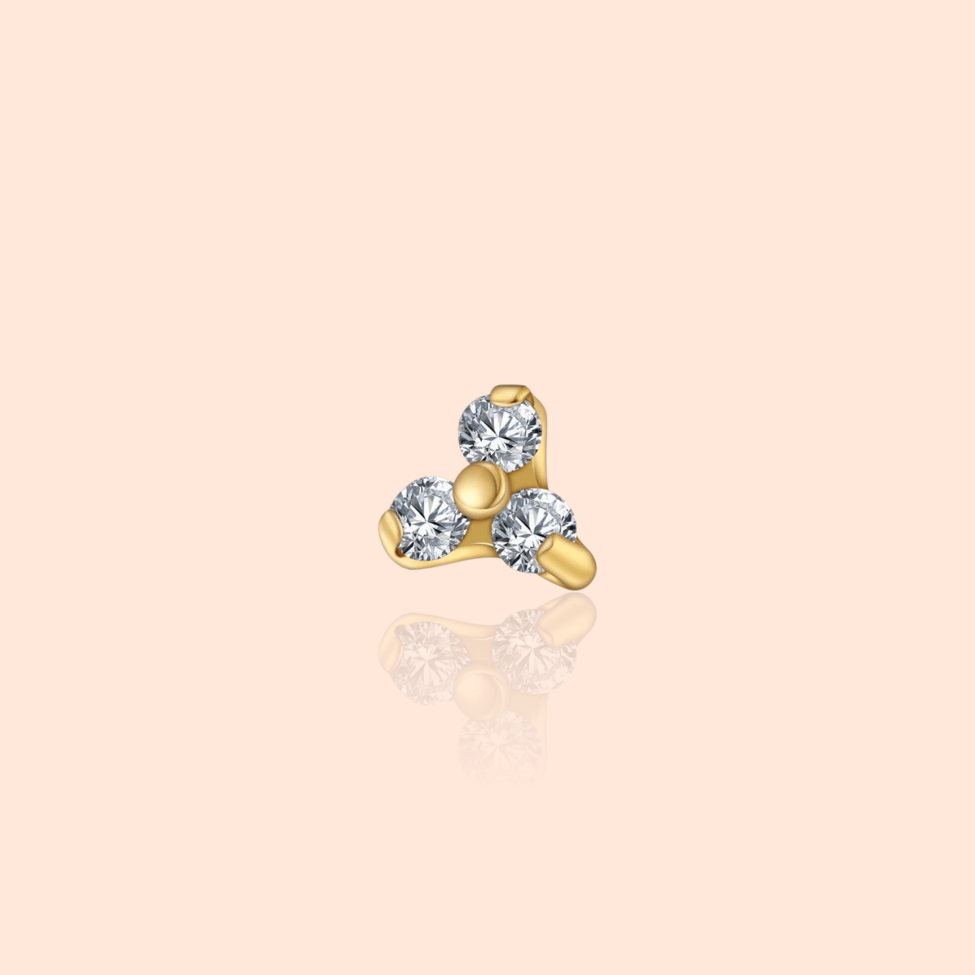 Single Trio CZ Labret Stud – Titanium - Manoune JEWELRY Belly_Jewelry Earrings - Navel_Ring - Necklace - Stud - Manoune_Jewelry - Belly_Ring - Navel_Jewelry Titanium Gold_Plated