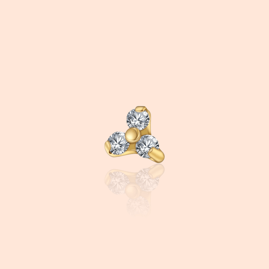 Single Trio CZ Labret Stud – Titanium - Manoune JEWELRY Belly_Jewelry Earrings - Navel_Ring - Necklace - Stud - Manoune_Jewelry - Belly_Ring - Navel_Jewelry Titanium Gold_Plated