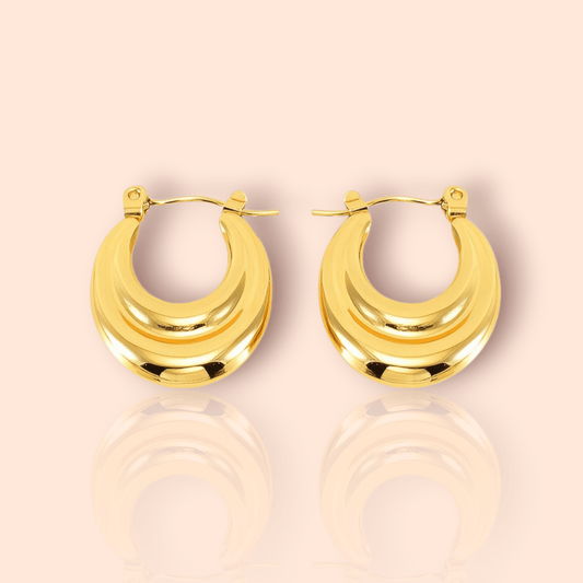 Pair Layered Hoop Earrings - Manoune JEWELRY Belly_Jewelry Earrings - Navel_Ring - Necklace - Stud - Manoune_Jewelry - Belly_Ring - Navel_Jewelry Titanium Gold_Plated