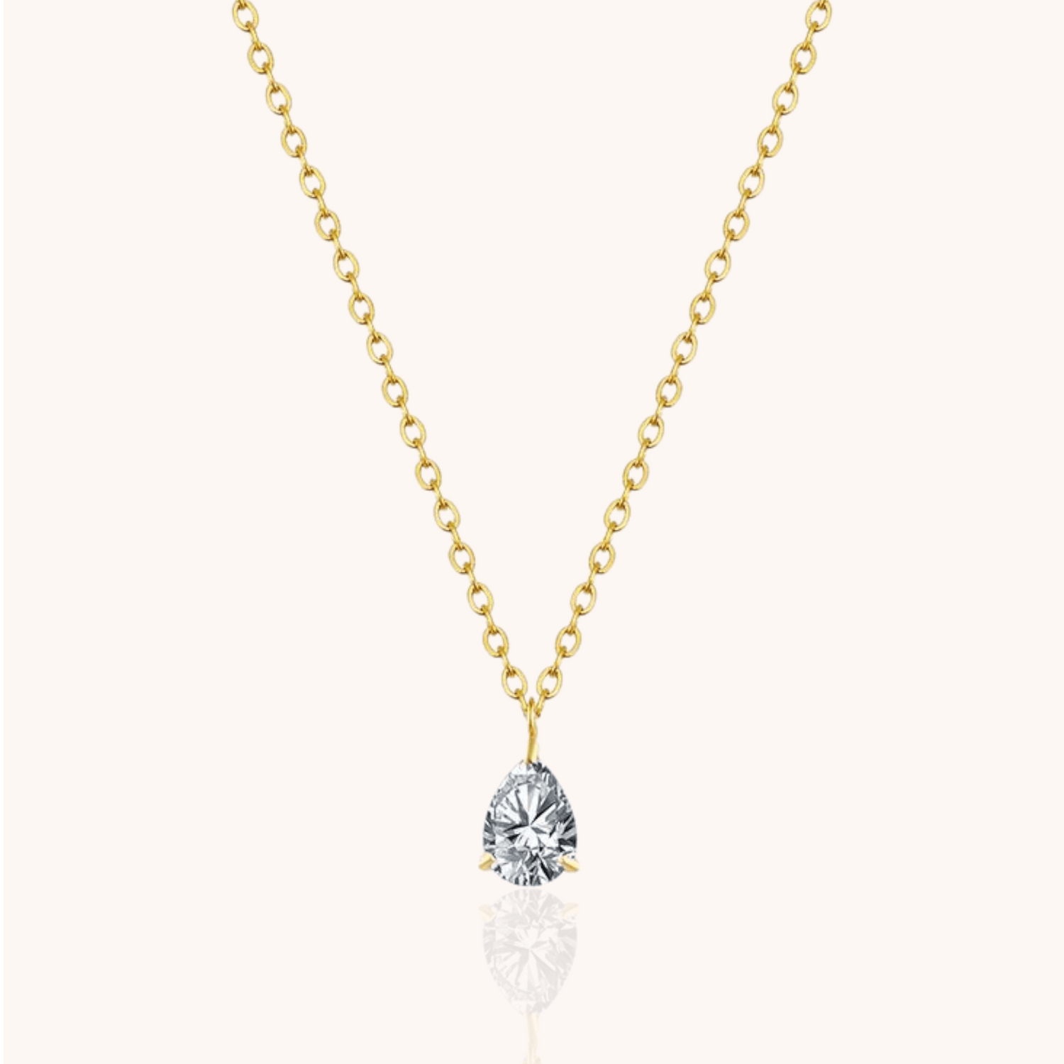 18kt Gold Plated Zircon Water Drop Teardrop Pendant Birthstone Necklace - Manoune JEWELRY Belly_Jewelry Earrings - Navel_Ring - Necklace - Stud - Manoune_Jewelry - Belly_Ring - Navel_Jewelry Titanium Gold_Plated