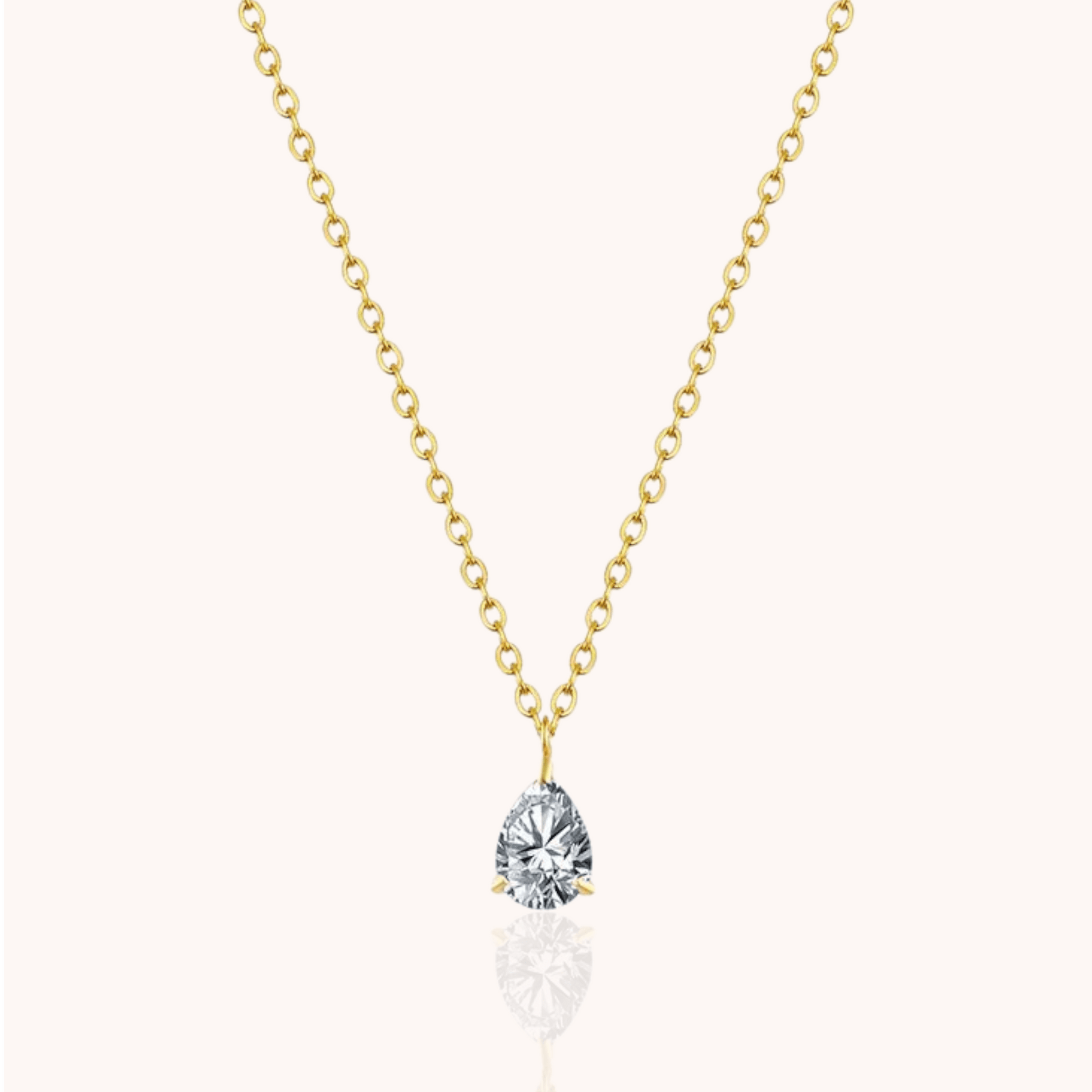 18kt Gold Plated Zircon Water Drop Teardrop Pendant Birthstone Necklace - Manoune JEWELRY Belly_Jewelry Earrings - Navel_Ring - Necklace - Stud - Manoune_Jewelry - Belly_Ring - Navel_Jewelry Titanium Gold_Plated