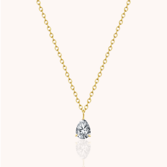 18kt Gold Plated Zircon Water Drop Teardrop Pendant Birthstone Necklace - Manoune JEWELRY Belly_Jewelry Earrings - Navel_Ring - Necklace - Stud - Manoune_Jewelry - Belly_Ring - Navel_Jewelry Titanium Gold_Plated