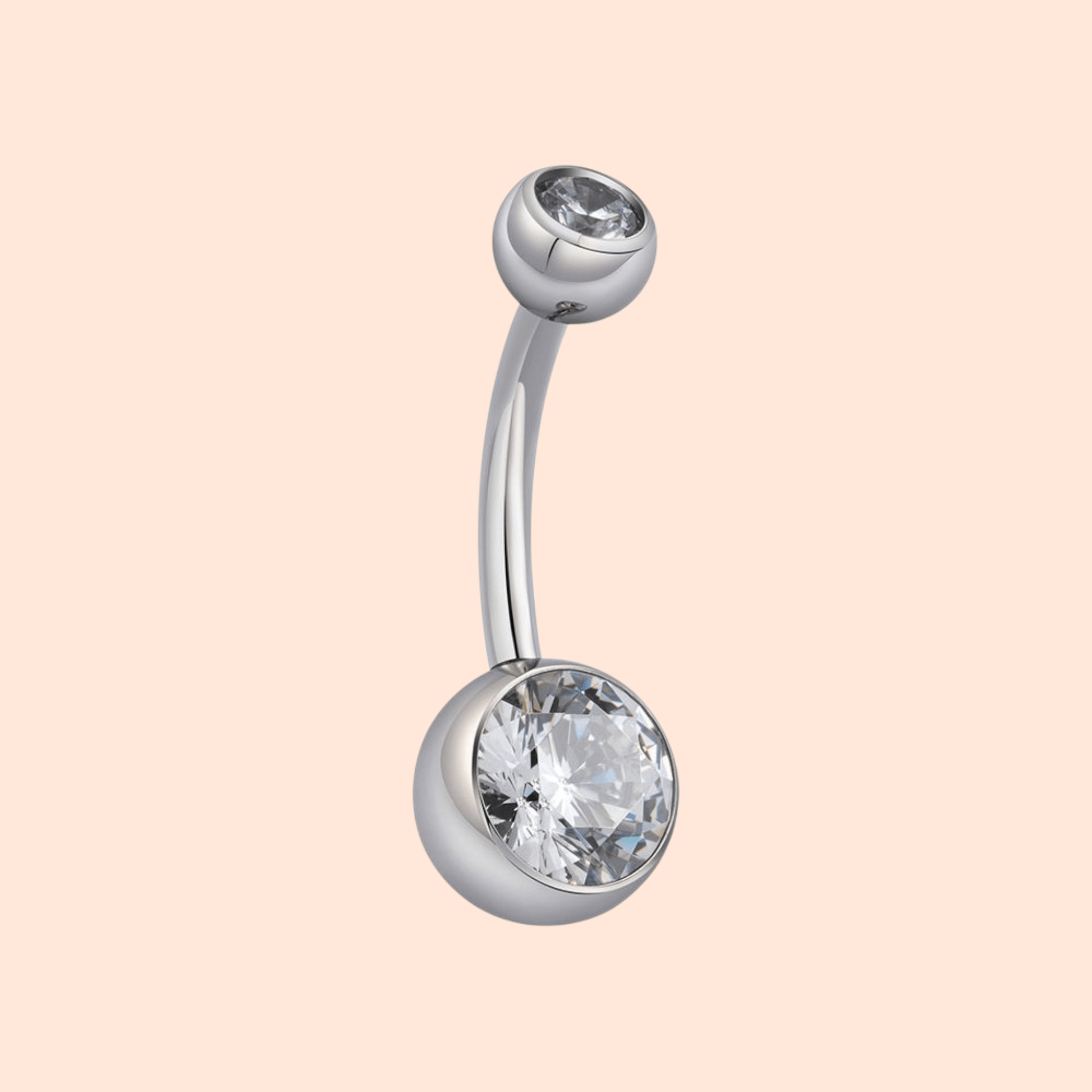 Titanium Bezel - Set Belly Ring with Clear CZ - Manoune JEWELRY Belly_Jewelry Earrings - Navel_Ring - Necklace - Stud - Manoune_Jewelry - Belly_Ring - Navel_Jewelry Titanium Gold_Plated