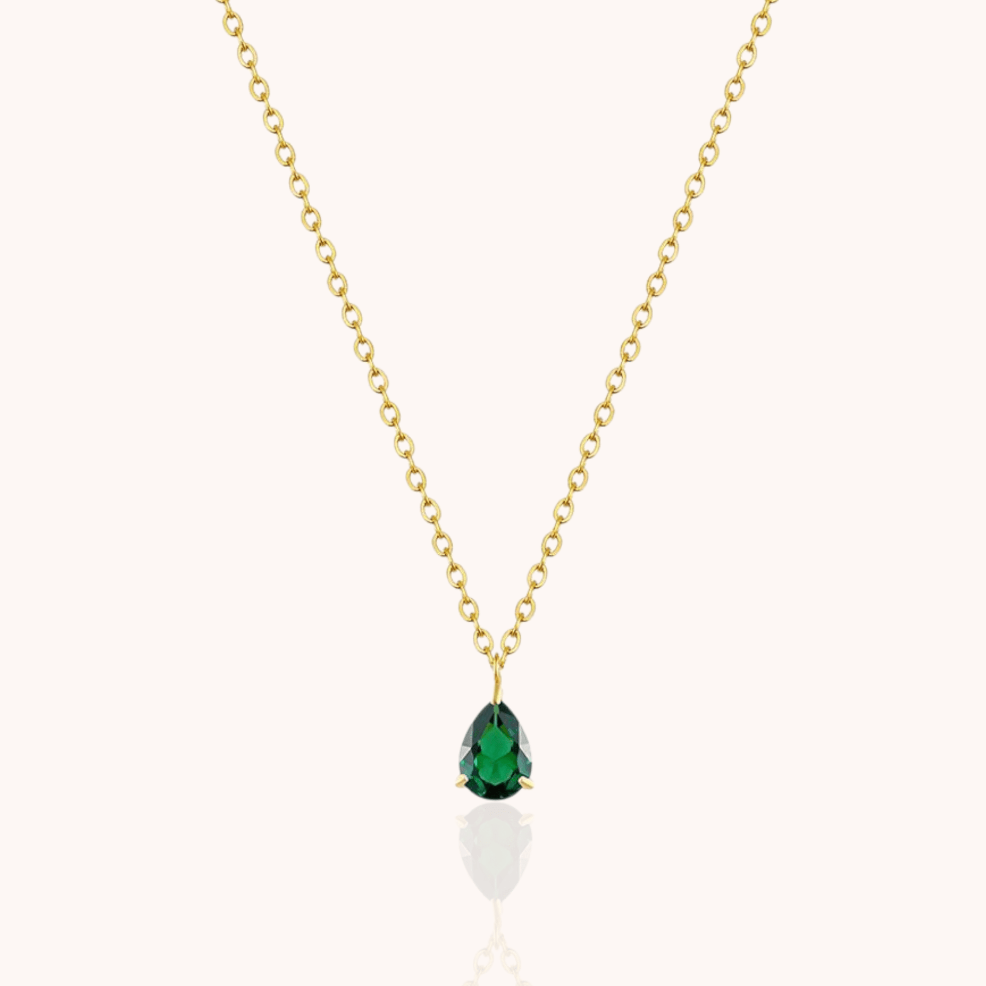 18kt Gold Plated Zircon Water Drop Teardrop Pendant Birthstone Necklace - Manoune JEWELRY Belly_Jewelry Earrings - Navel_Ring - Necklace - Stud - Manoune_Jewelry - Belly_Ring - Navel_Jewelry Titanium Gold_Plated