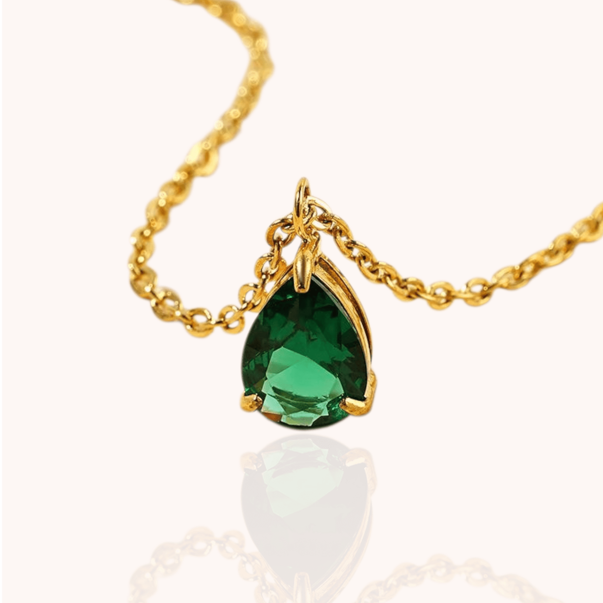 18kt Gold Plated Zircon Water Drop Teardrop Pendant Birthstone Necklace - Manoune JEWELRY Belly_Jewelry Earrings - Navel_Ring - Necklace - Stud - Manoune_Jewelry - Belly_Ring - Navel_Jewelry Titanium Gold_Plated