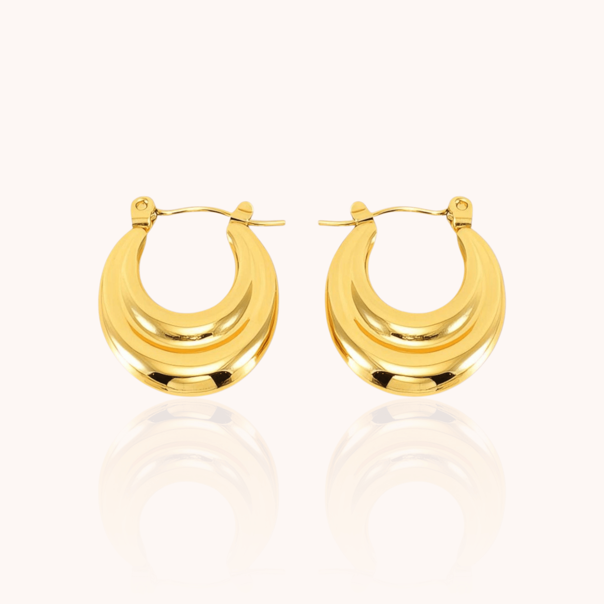 Pair Layered Hoop Earrings - Manoune JEWELRY Belly_Jewelry Earrings - Navel_Ring - Necklace - Stud - Manoune_Jewelry - Belly_Ring - Navel_Jewelry Titanium Gold_Plated
