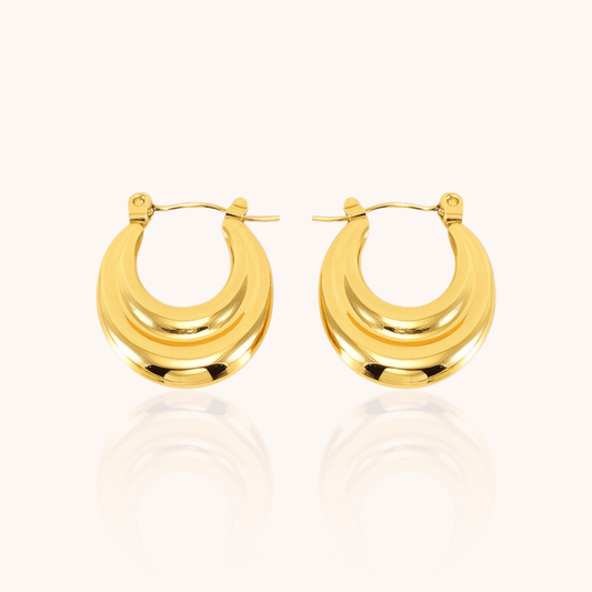 Pair Layered Hoop Earrings - Manoune JEWELRY Belly_Jewelry Earrings - Navel_Ring - Necklace - Stud - Manoune_Jewelry - Belly_Ring - Navel_Jewelry Titanium Gold_Plated