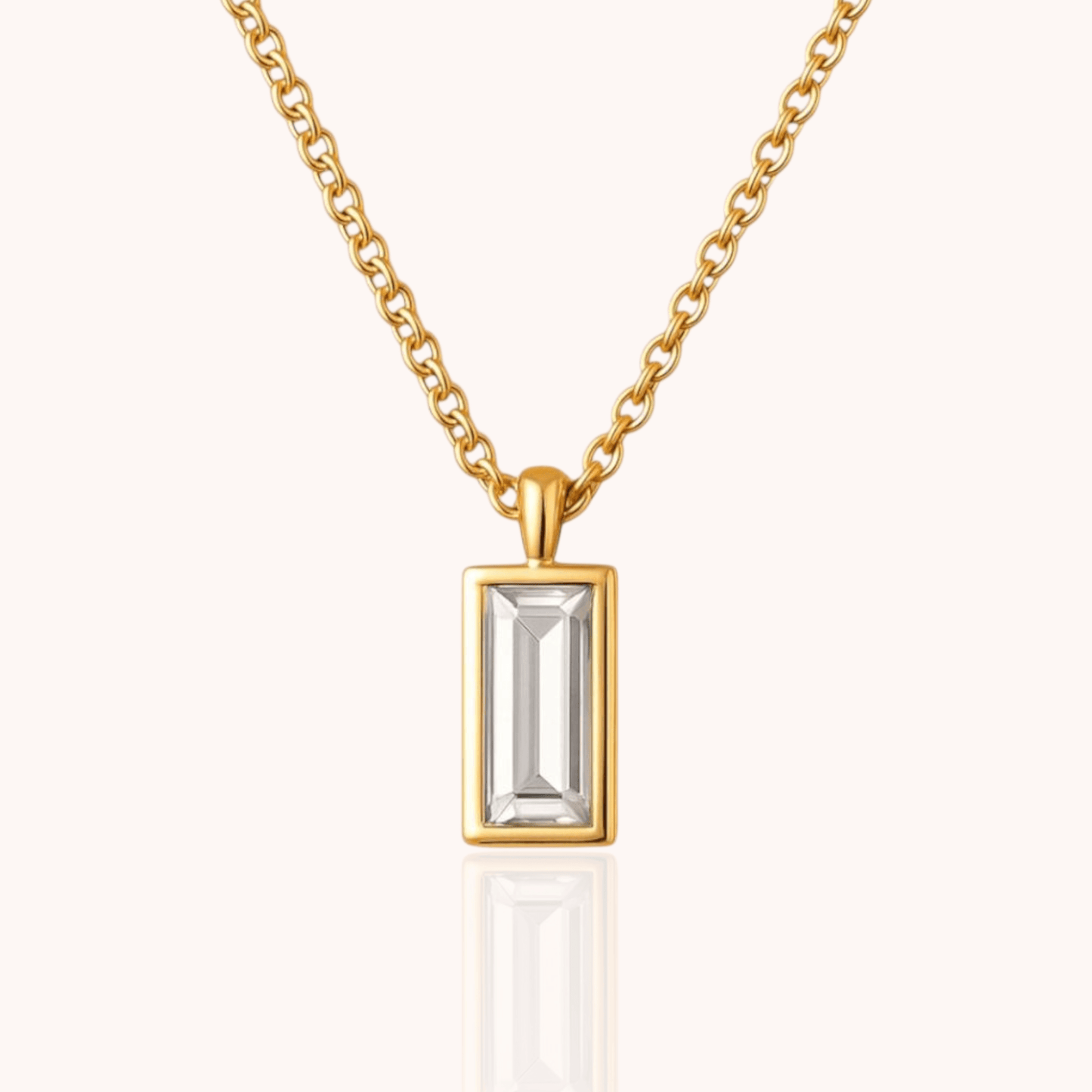 18kt Gold Plated Dainty Square CZ Necklace - Manoune JEWELRY Belly_Jewelry Earrings - Navel_Ring - Necklace - Stud - Manoune_Jewelry - Belly_Ring - Navel_Jewelry Titanium Gold_Plated
