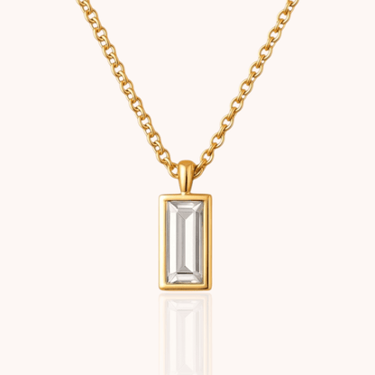 18kt Gold Plated Dainty Square CZ Necklace - Manoune JEWELRY Belly_Jewelry Earrings - Navel_Ring - Necklace - Stud - Manoune_Jewelry - Belly_Ring - Navel_Jewelry Titanium Gold_Plated