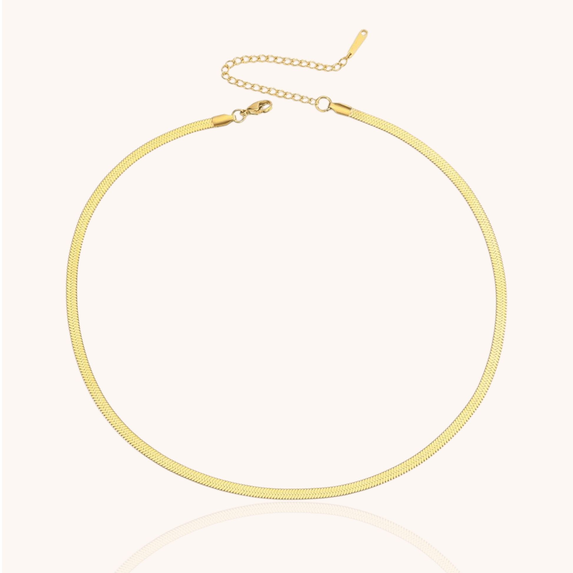 18kt Gold Plated Herringbone Blade Snake Chain Necklace - Manoune JEWELRY Belly_Jewelry Earrings - Navel_Ring - Necklace - Stud - Manoune_Jewelry - Belly_Ring - Navel_Jewelry Titanium Gold_Plated