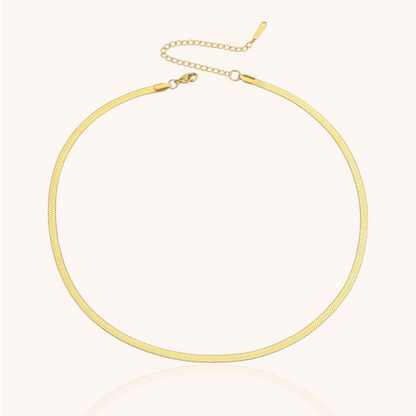 18kt Gold Plated Herringbone Blade Snake Chain Necklace - Manoune JEWELRY Belly_Jewelry Earrings - Navel_Ring - Necklace - Stud - Manoune_Jewelry - Belly_Ring - Navel_Jewelry Titanium Gold_Plated