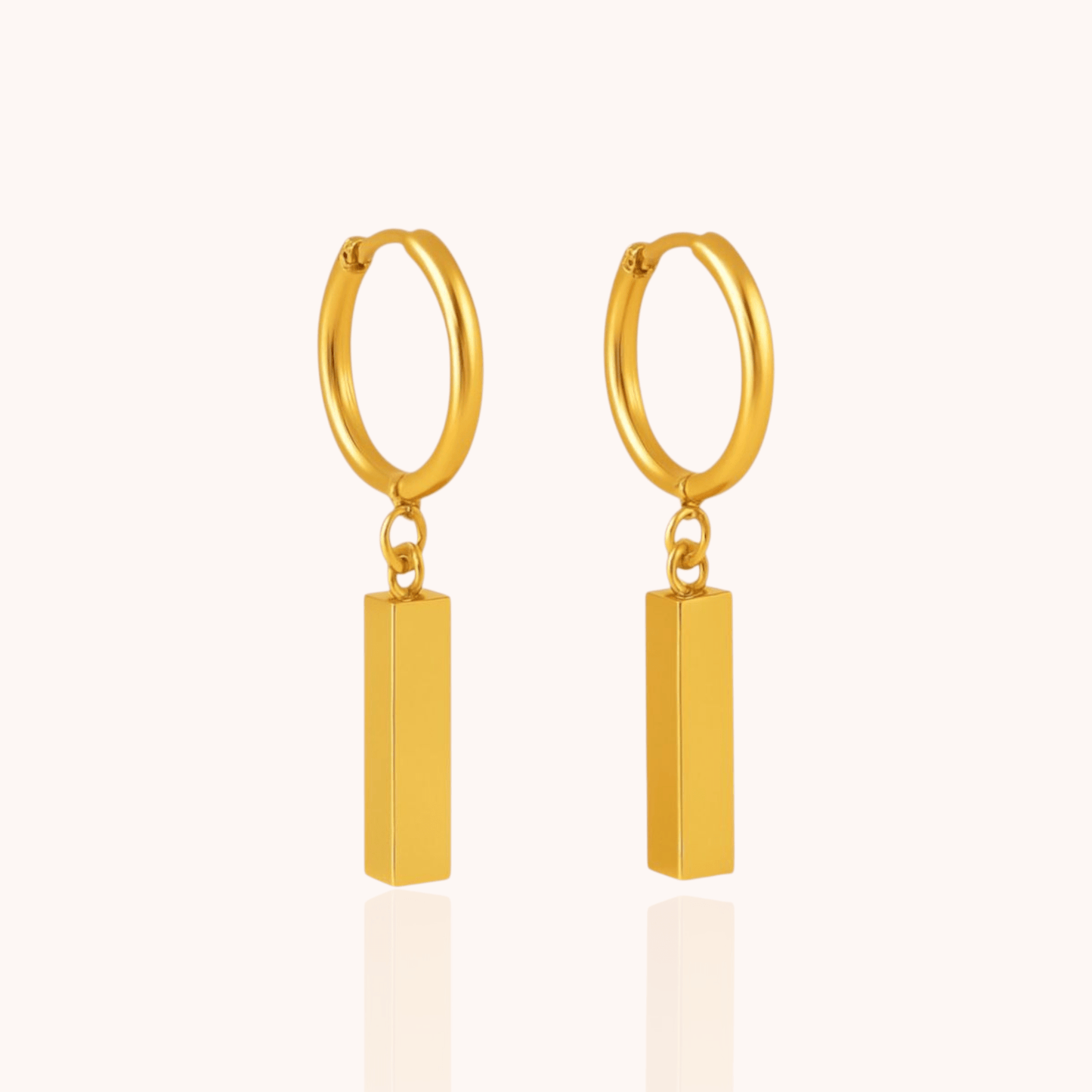 18kt Gold Plated Geometric Rectangle Dangle Hoop - Manoune JEWELRY Belly_Jewelry Earrings - Navel_Ring - Necklace - Stud - Manoune_Jewelry - Belly_Ring - Navel_Jewelry Titanium Gold_Plated