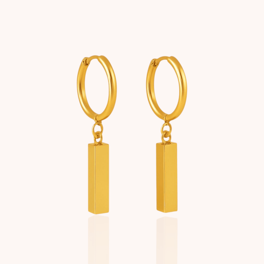 18kt Gold Plated Geometric Rectangle Dangle Hoop - Manoune JEWELRY Belly_Jewelry Earrings - Navel_Ring - Necklace - Stud - Manoune_Jewelry - Belly_Ring - Navel_Jewelry Titanium Gold_Plated