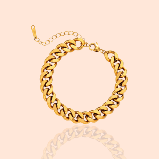 Cuban Link Bracelet – Gold Stainless Steel - Manoune JEWELRY Belly_Jewelry Earrings - Navel_Ring - Necklace - Stud - Manoune_Jewelry - Belly_Ring - Navel_Jewelry Titanium Gold_Plated