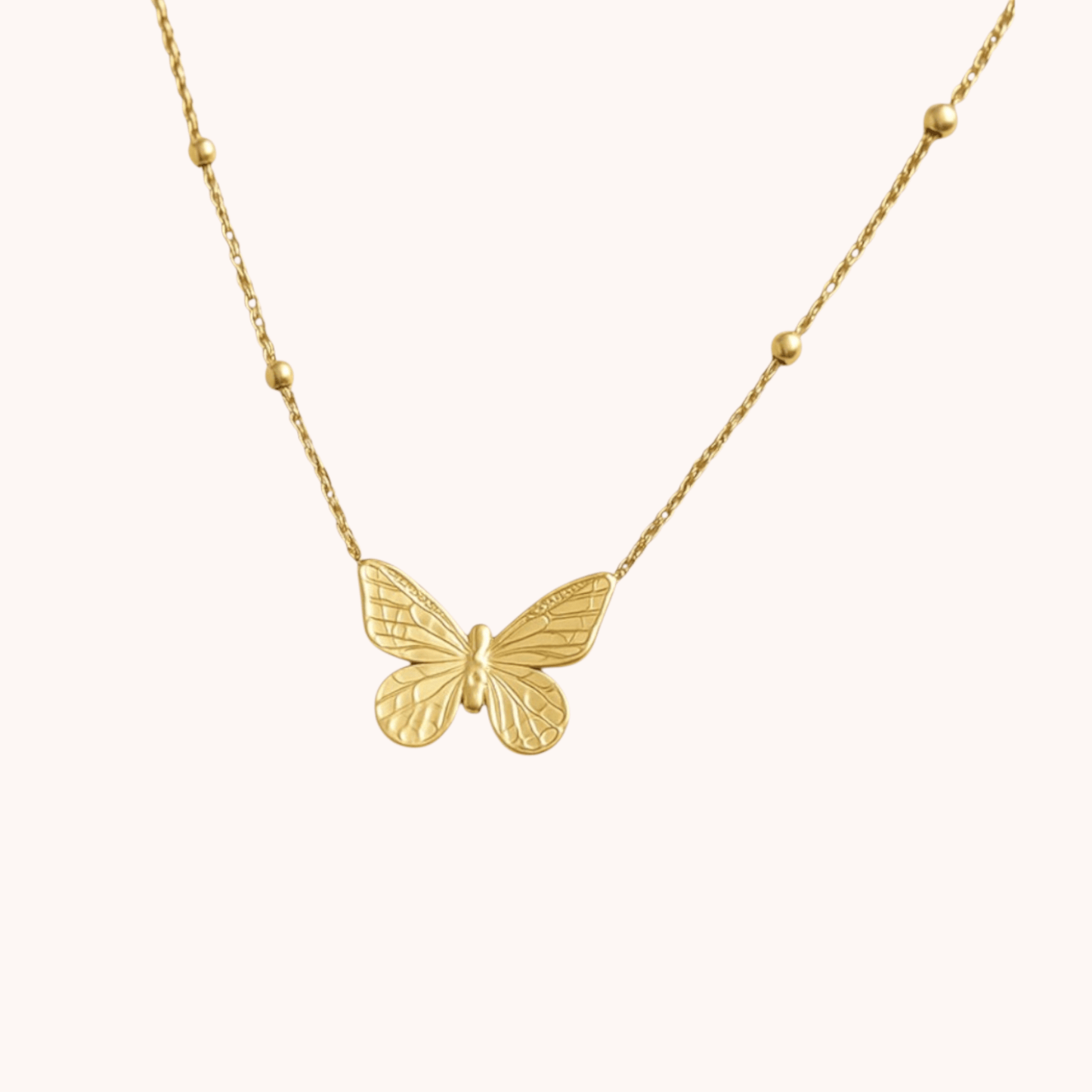 18kt Gold Plated Butterfly Pendant Necklace - Manoune JEWELRY Belly_Jewelry Earrings - Navel_Ring - Necklace - Stud - Manoune_Jewelry - Belly_Ring - Navel_Jewelry Titanium Gold_Plated