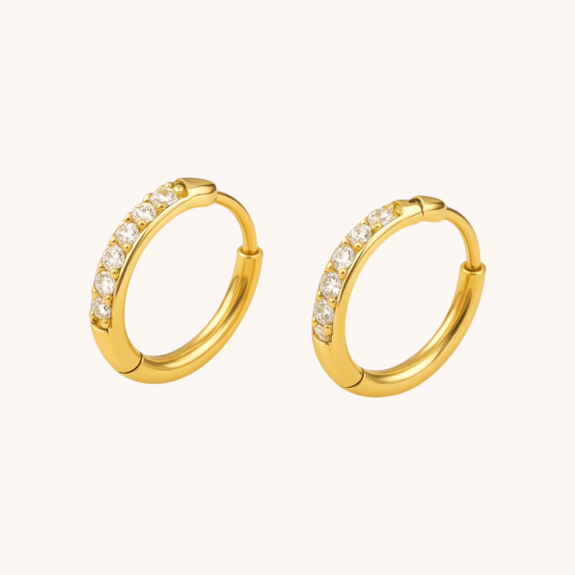 Titanium Cubic Zirconia Huggie - Manoune JEWELRY Belly_Jewelry Earrings - Navel_Ring - Necklace - Stud - Manoune_Jewelry - Belly_Ring - Navel_Jewelry Titanium Gold_Plated