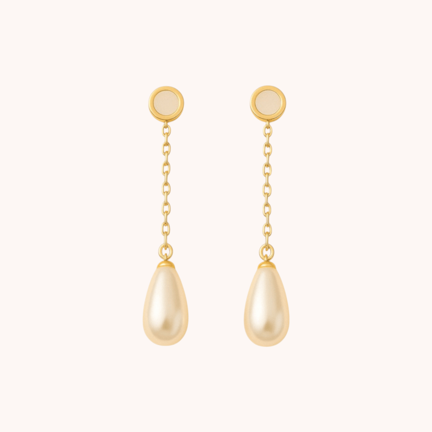 18kt Gold Plated Long Shell Pearl Drop - Manoune JEWELRY Belly_Jewelry Earrings - Navel_Ring - Necklace - Stud - Manoune_Jewelry - Belly_Ring - Navel_Jewelry Titanium Gold_Plated