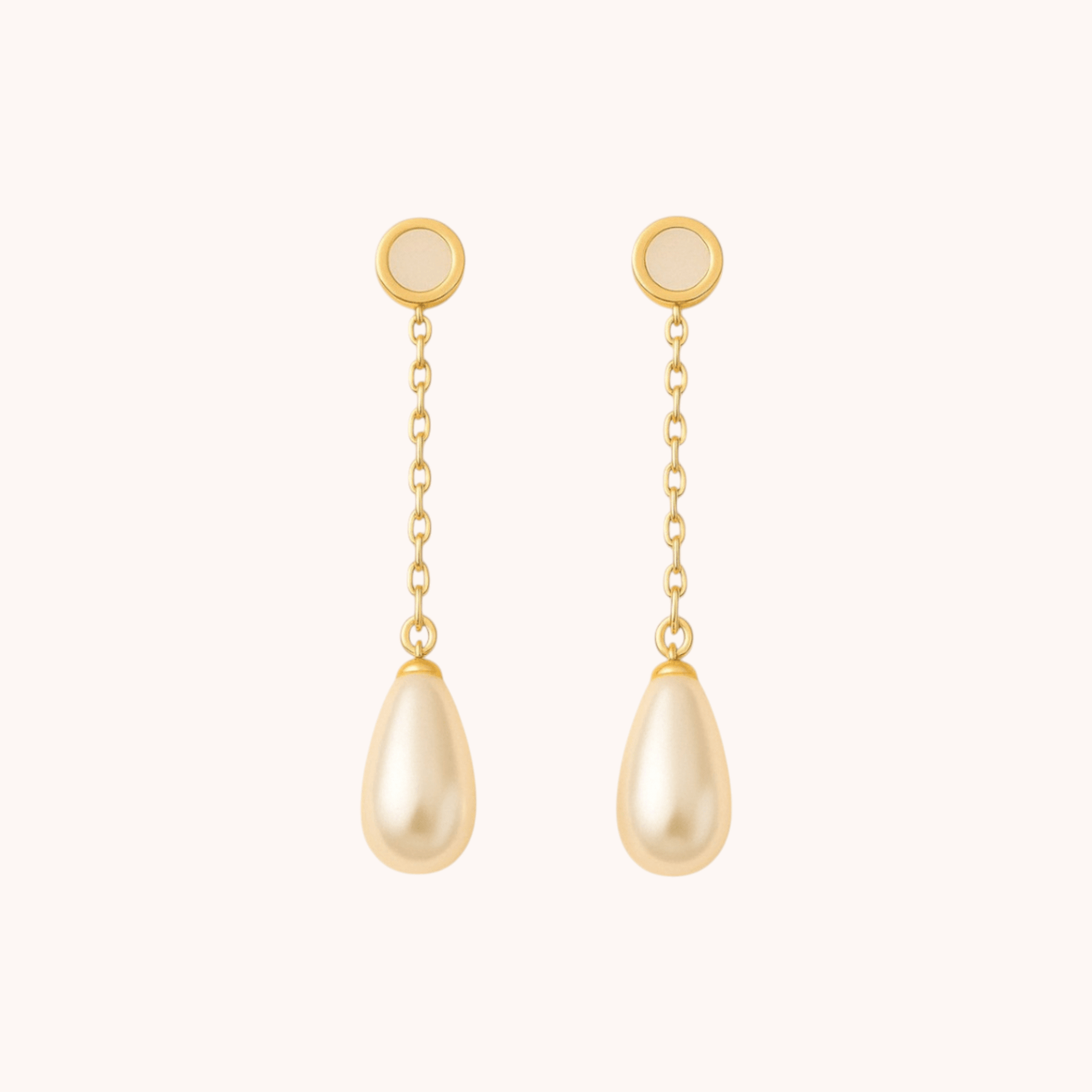 18kt Gold Plated Long Shell Pearl Drop - Manoune JEWELRY Belly_Jewelry Earrings - Navel_Ring - Necklace - Stud - Manoune_Jewelry - Belly_Ring - Navel_Jewelry Titanium Gold_Plated