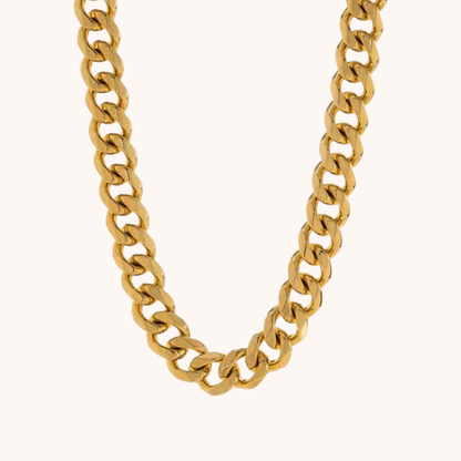 14k Gold Plated Waterproof Cuban Link Chain Necklace - Manoune JEWELRY Belly_Jewelry Earrings - Navel_Ring - Necklace - Stud - Manoune_Jewelry - Belly_Ring - Navel_Jewelry Titanium Gold_Plated