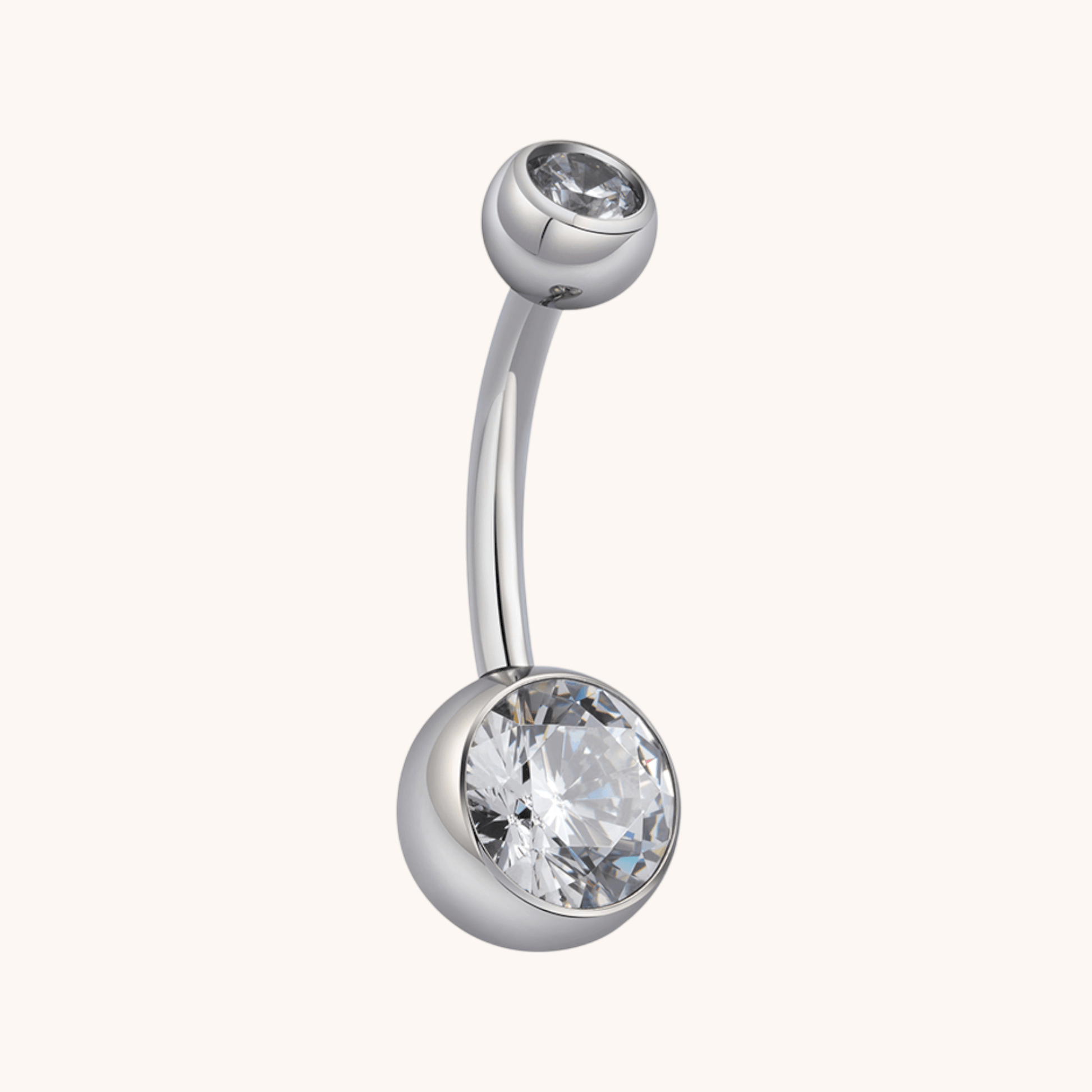 Titanium Bezel - Set Belly Ring with Clear CZ - Manoune JEWELRY Belly_Jewelry Earrings - Navel_Ring - Necklace - Stud - Manoune_Jewelry - Belly_Ring - Navel_Jewelry Titanium Gold_Plated