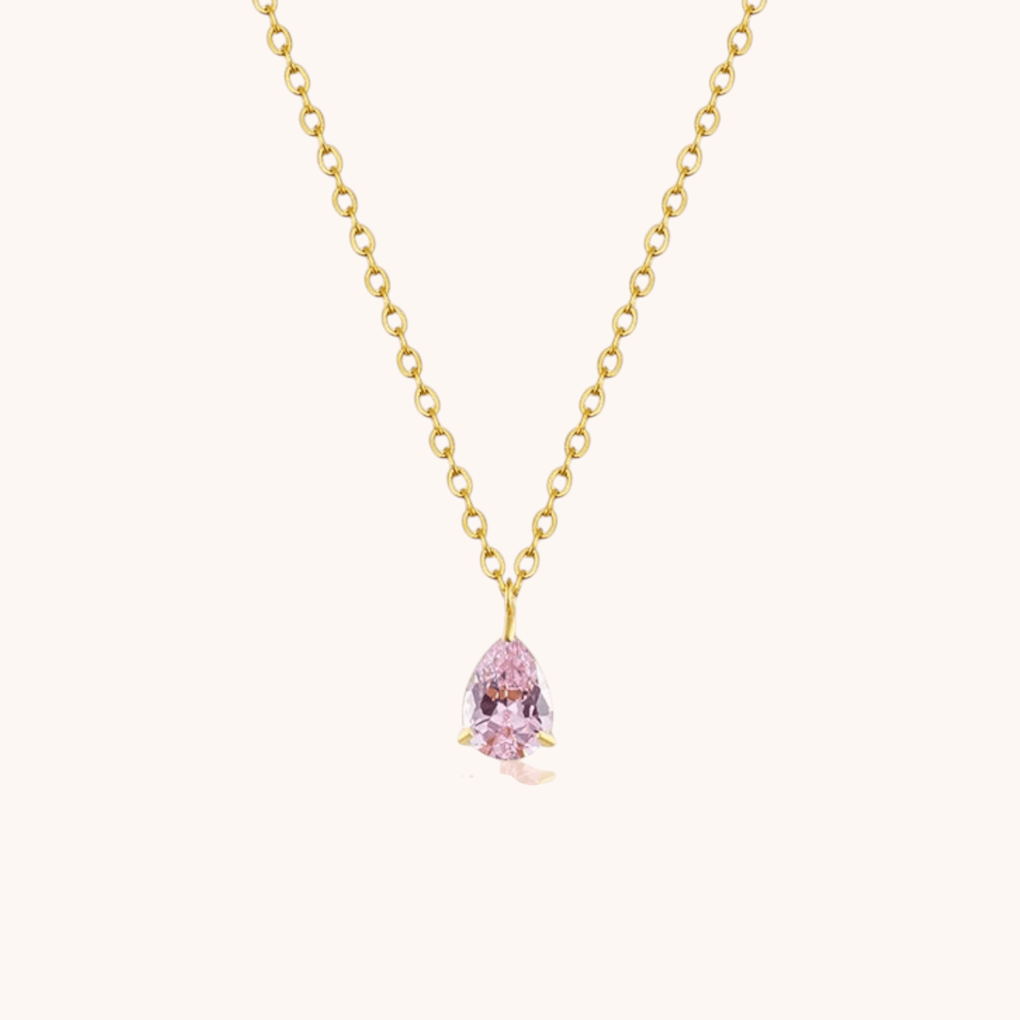 18kt Gold Plated Zircon Water Drop Teardrop Pendant Birthstone Necklace - Manoune JEWELRY Belly_Jewelry Earrings - Navel_Ring - Necklace - Stud - Manoune_Jewelry - Belly_Ring - Navel_Jewelry Titanium Gold_Plated