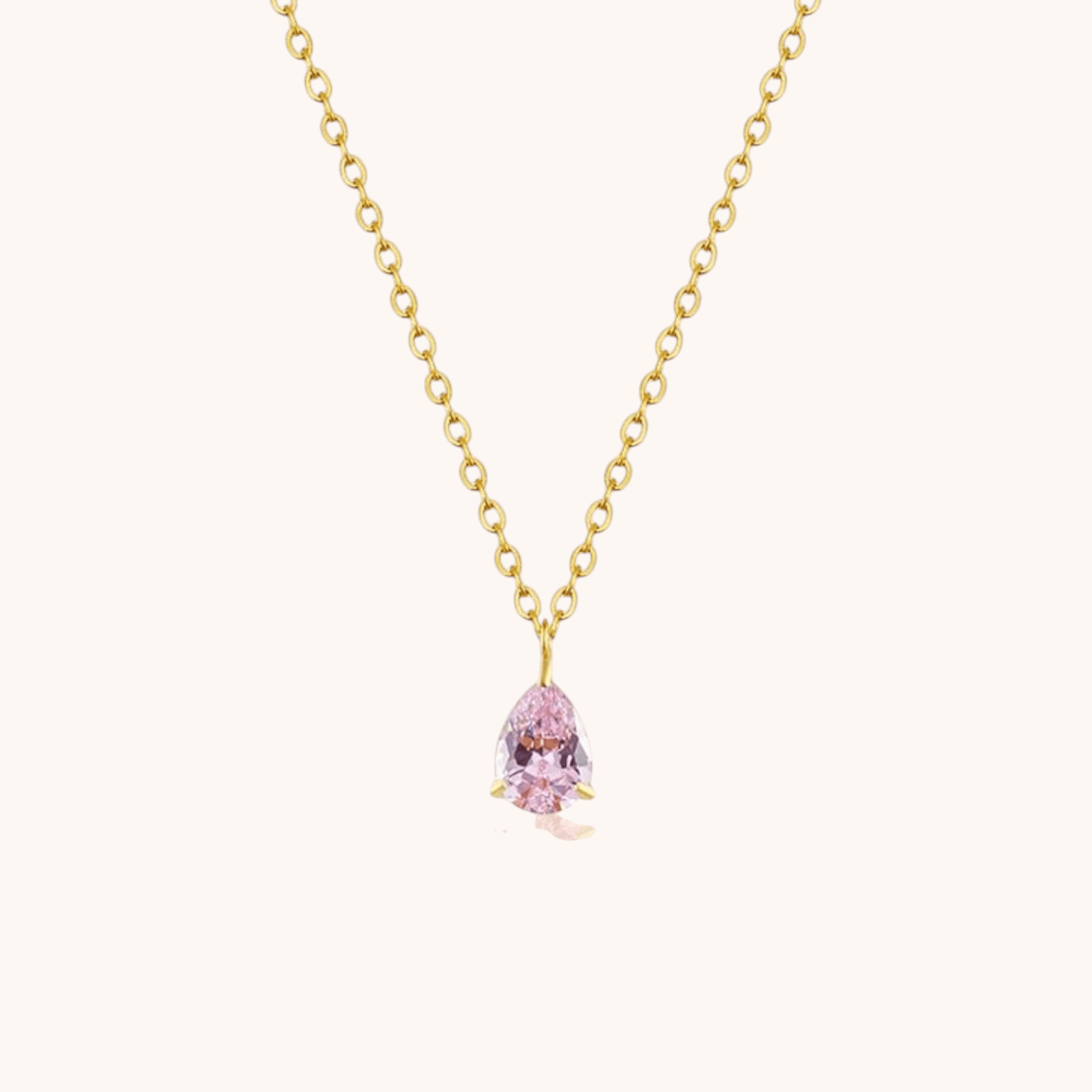 18kt Gold Plated Zircon Water Drop Teardrop Pendant Birthstone Necklace - Manoune JEWELRY Belly_Jewelry Earrings - Navel_Ring - Necklace - Stud - Manoune_Jewelry - Belly_Ring - Navel_Jewelry Titanium Gold_Plated