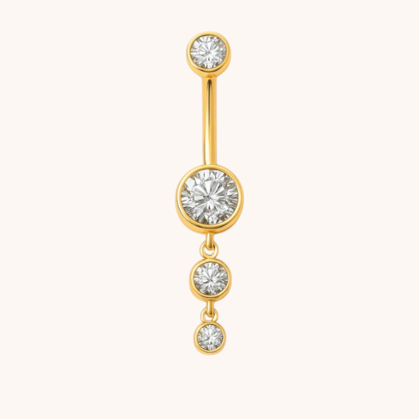 Titanium Dangle CZ Gems Belly Ring Drop Pendant CZ - Manoune JEWELRY Belly_Jewelry Earrings - Navel_Ring - Necklace - Stud - Manoune_Jewelry - Belly_Ring - Navel_Jewelry Titanium Gold_Plated