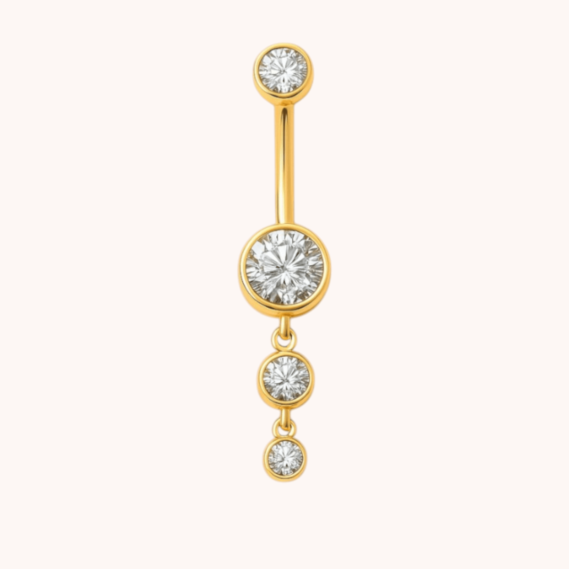 Titanium Dangle CZ Gems Belly Ring Drop Pendant CZ - Manoune JEWELRY Belly_Jewelry Earrings - Navel_Ring - Necklace - Stud - Manoune_Jewelry - Belly_Ring - Navel_Jewelry Titanium Gold_Plated
