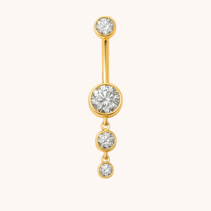 Titanium Dangle CZ Gems Belly Ring Drop Pendant CZ - Manoune JEWELRY Belly_Jewelry Earrings - Navel_Ring - Necklace - Stud - Manoune_Jewelry - Belly_Ring - Navel_Jewelry Titanium Gold_Plated