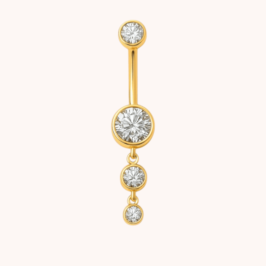 Titanium Dangle CZ Gems Belly Ring Drop Pendant CZ - Manoune JEWELRY Belly_Jewelry Earrings - Navel_Ring - Necklace - Stud - Manoune_Jewelry - Belly_Ring - Navel_Jewelry Titanium Gold_Plated
