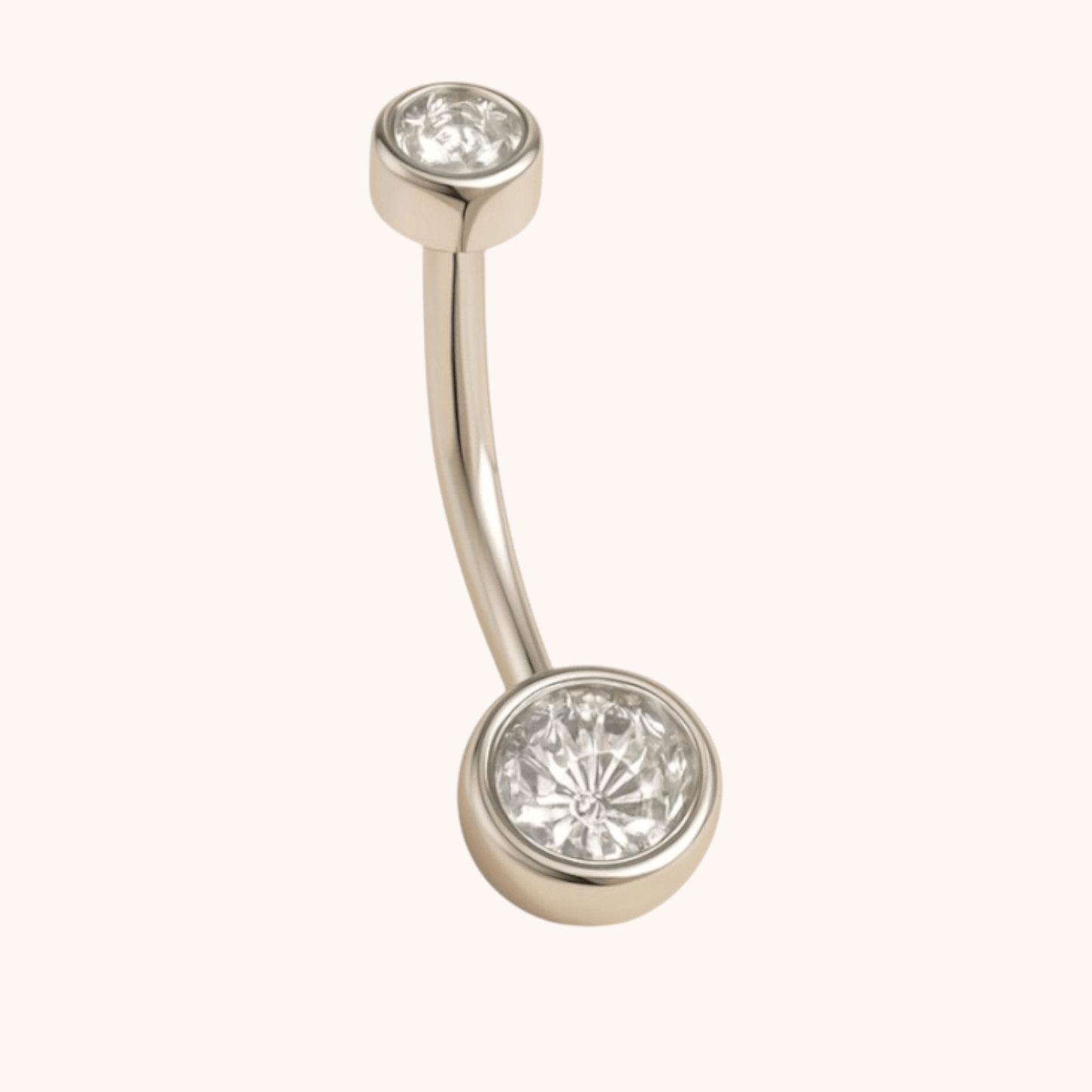 Titanium Double Cubic Zircon Bezel Setting Belly - Manoune JEWELRY Belly_Jewelry Earrings - Navel_Ring - Necklace - Stud - Manoune_Jewelry - Belly_Ring - Navel_Jewelry Titanium Gold_Plated